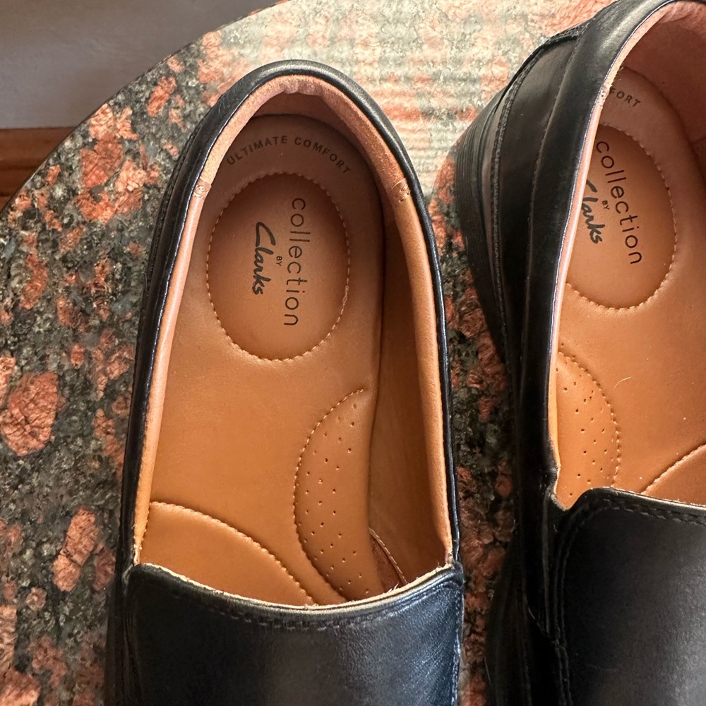 Men’s Black Leather Slip-On Loafers Size 11.5 Classic Dress Shoes Comfort Style - Picture 6 of 11